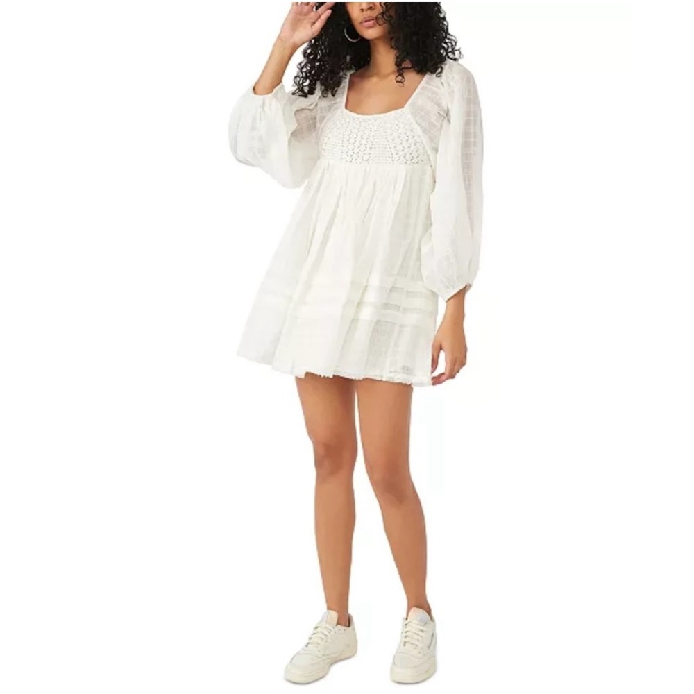 Free People Ari Crochet Cream Blouse with Textured Design Size Small